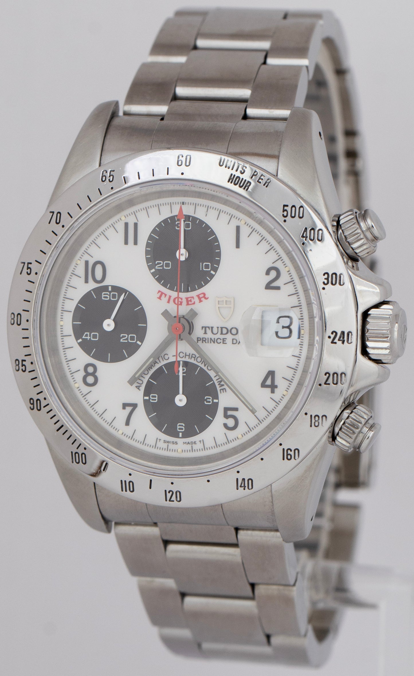 Tudor Prince Date Chronograph Tiger Silver 79280 P 40mm Stainless Steel Watch