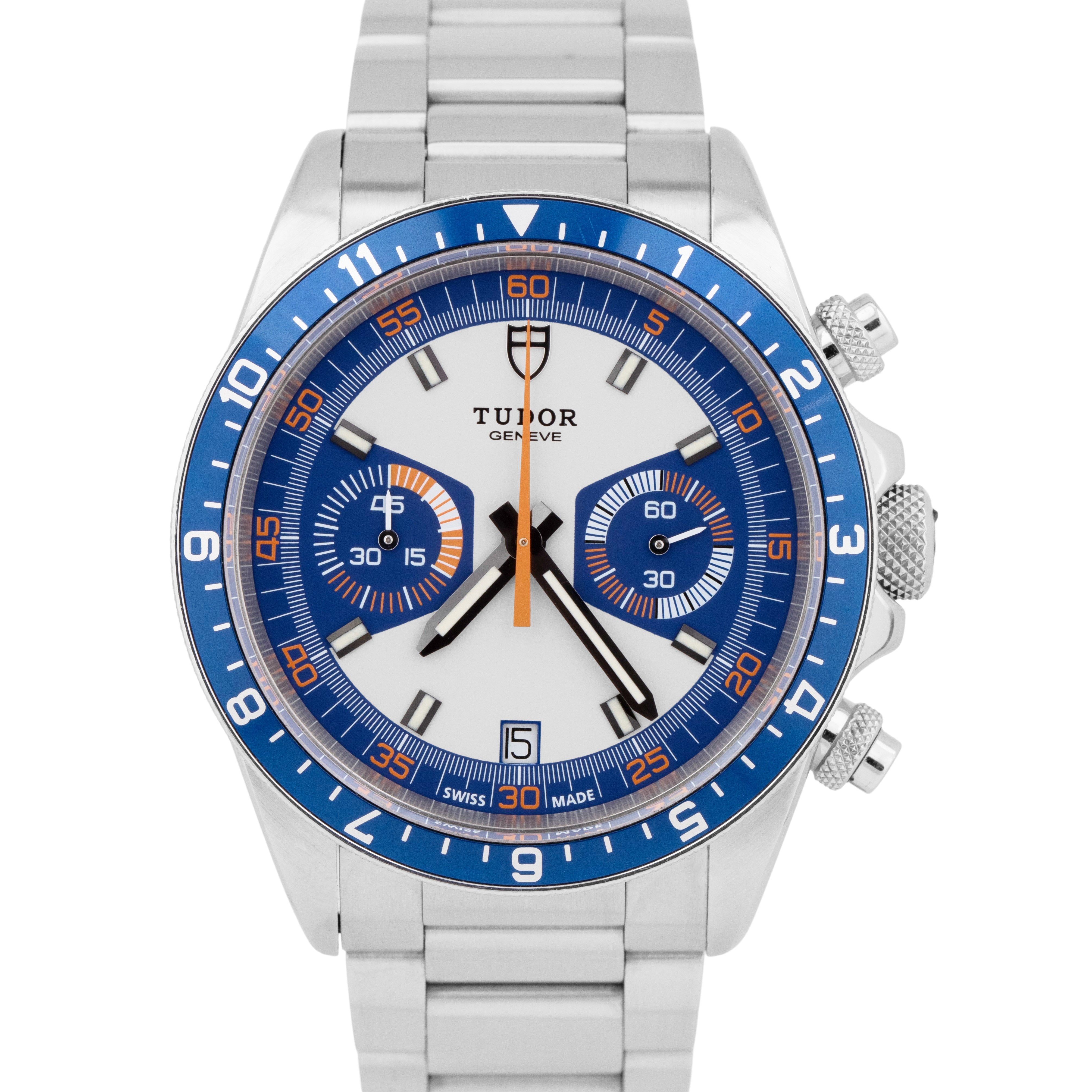 Tudor Heritage Chronograph Blue Orange White Stainless Steel Watch 703 ...