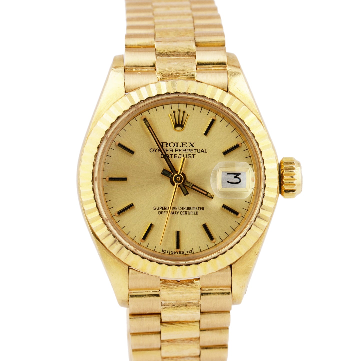 Ladies Rolex DateJust President 26mm Bark Champagne Sigma Automatic Watch 6917