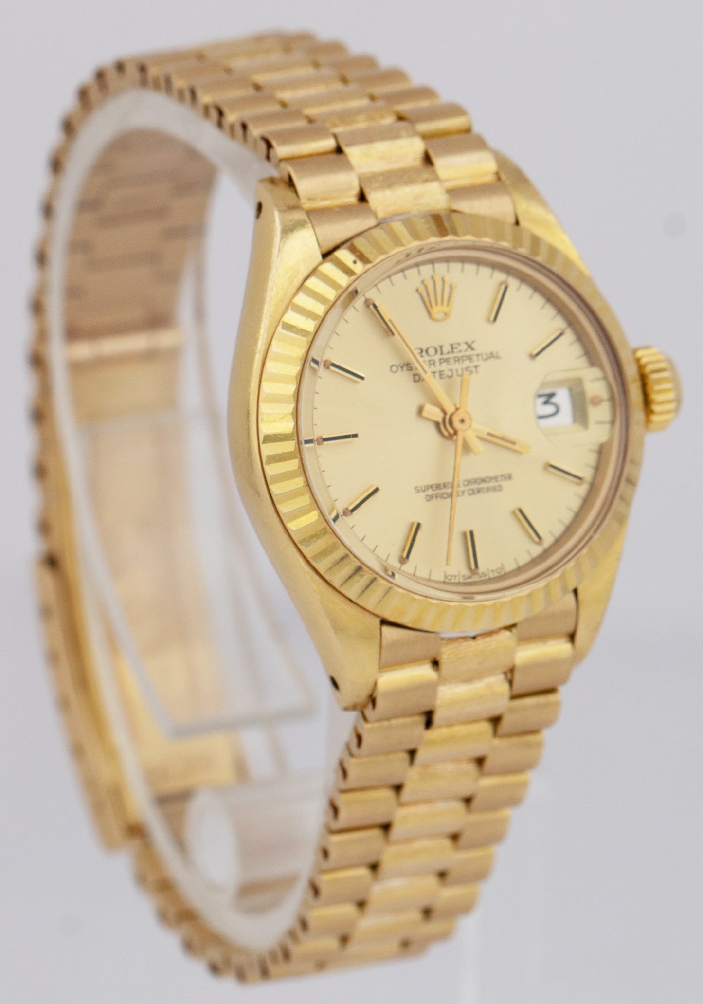 Ladies Rolex DateJust President 26mm Bark Champagne Sigma Automatic Watch 6917