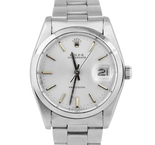 1981 UNPOLISHED Rolex Oysterdate Precision Silver Manual Steel 34mm Watch 6694