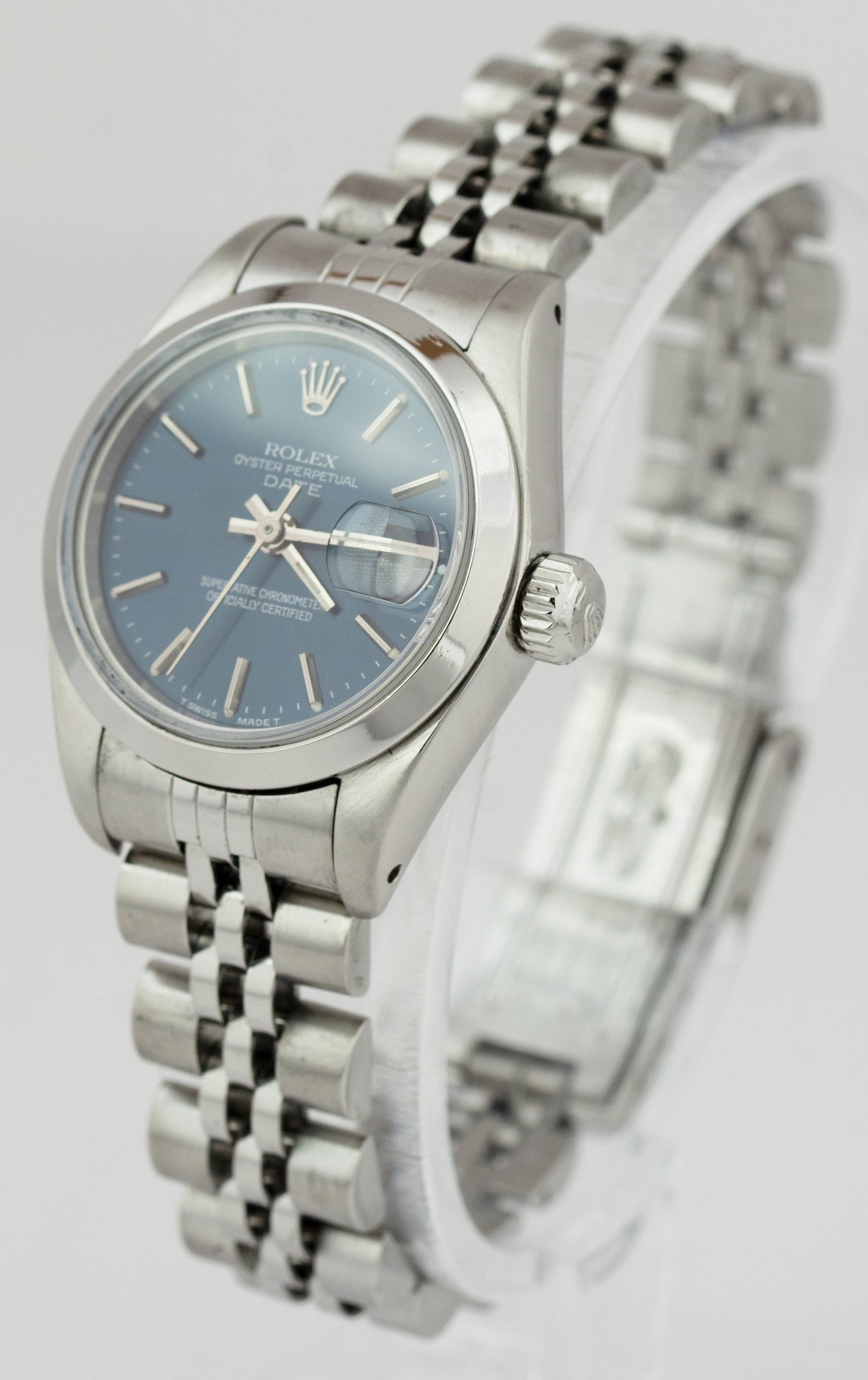 Ladies Rolex DateJust Blue 26mm Stainless Steel Jubilee Automatic Watch 69160