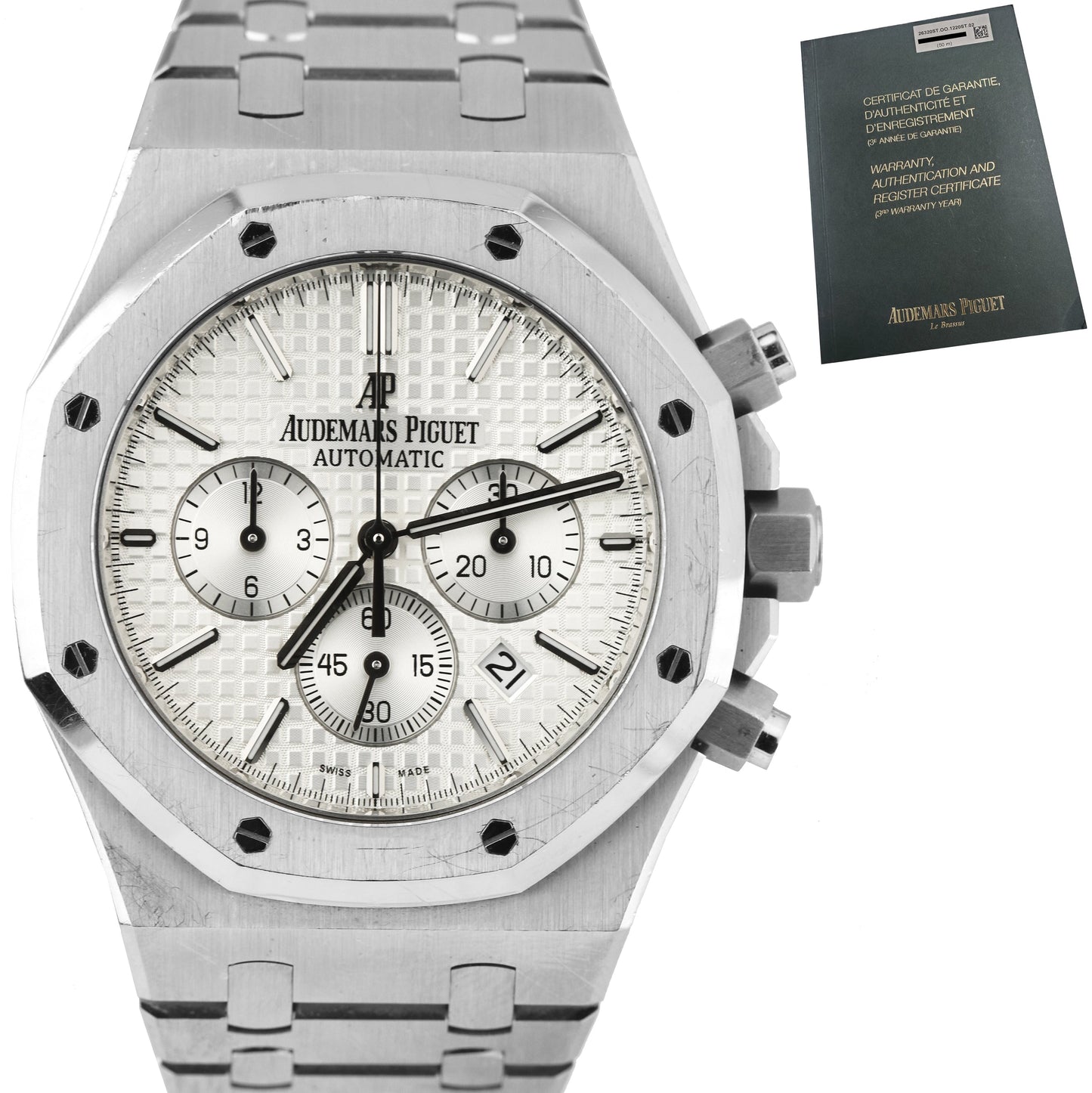 2016 Audemars Piguet Royal Oak 41mm Chronograph White Watch 26320ST.OO.1220ST.02