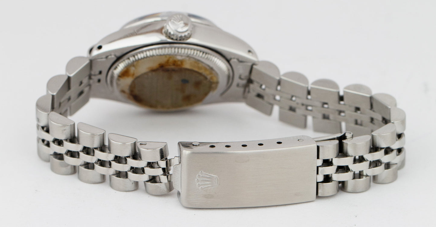 Ladies Rolex Oyster Perpetual Date Blue 26mm Steel Jubilee Automatic Watch 6916
