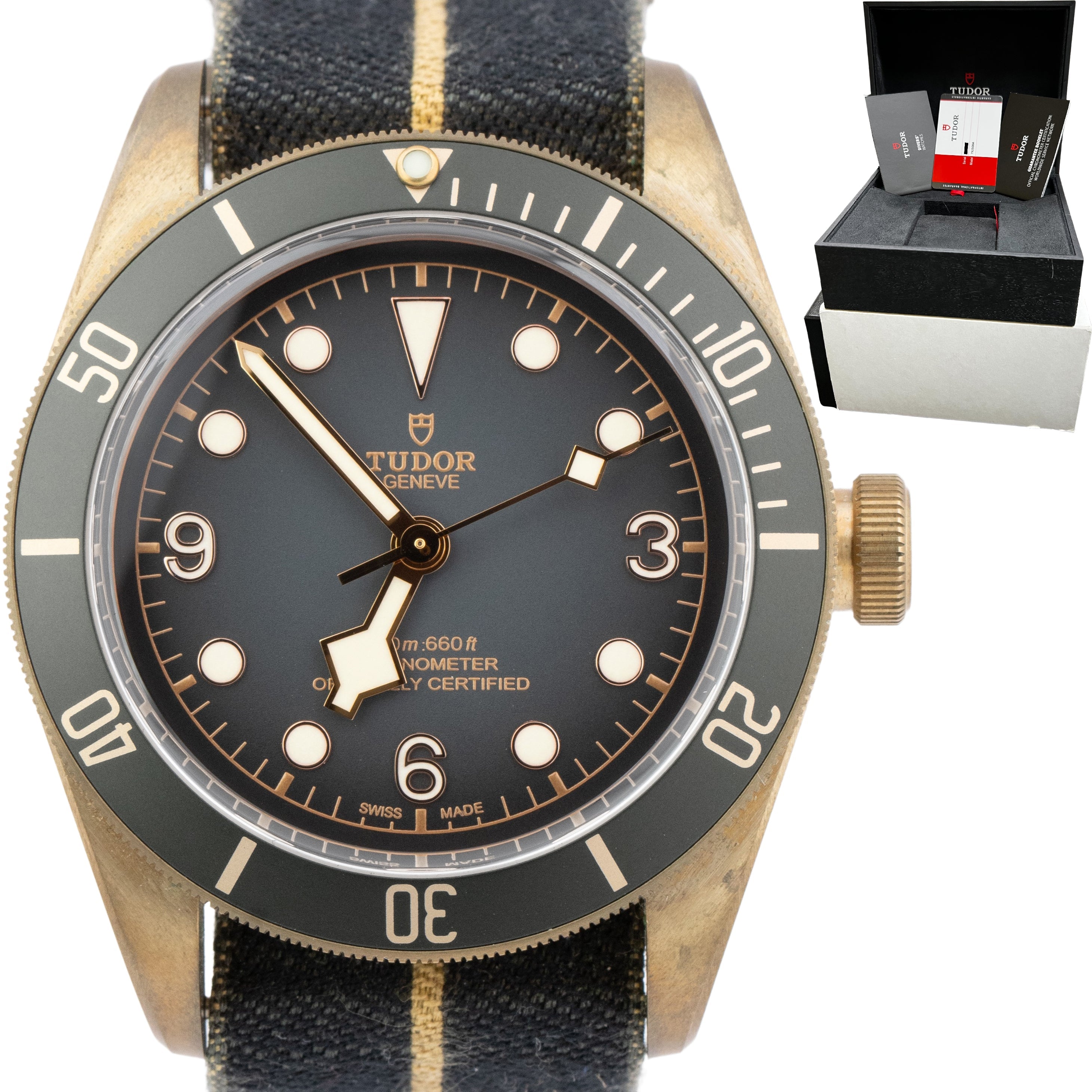 2019 Tudor Black Bay Heritage Bronze Slate Dive 79250 BA 43mm Watch BO CollectorsWatches