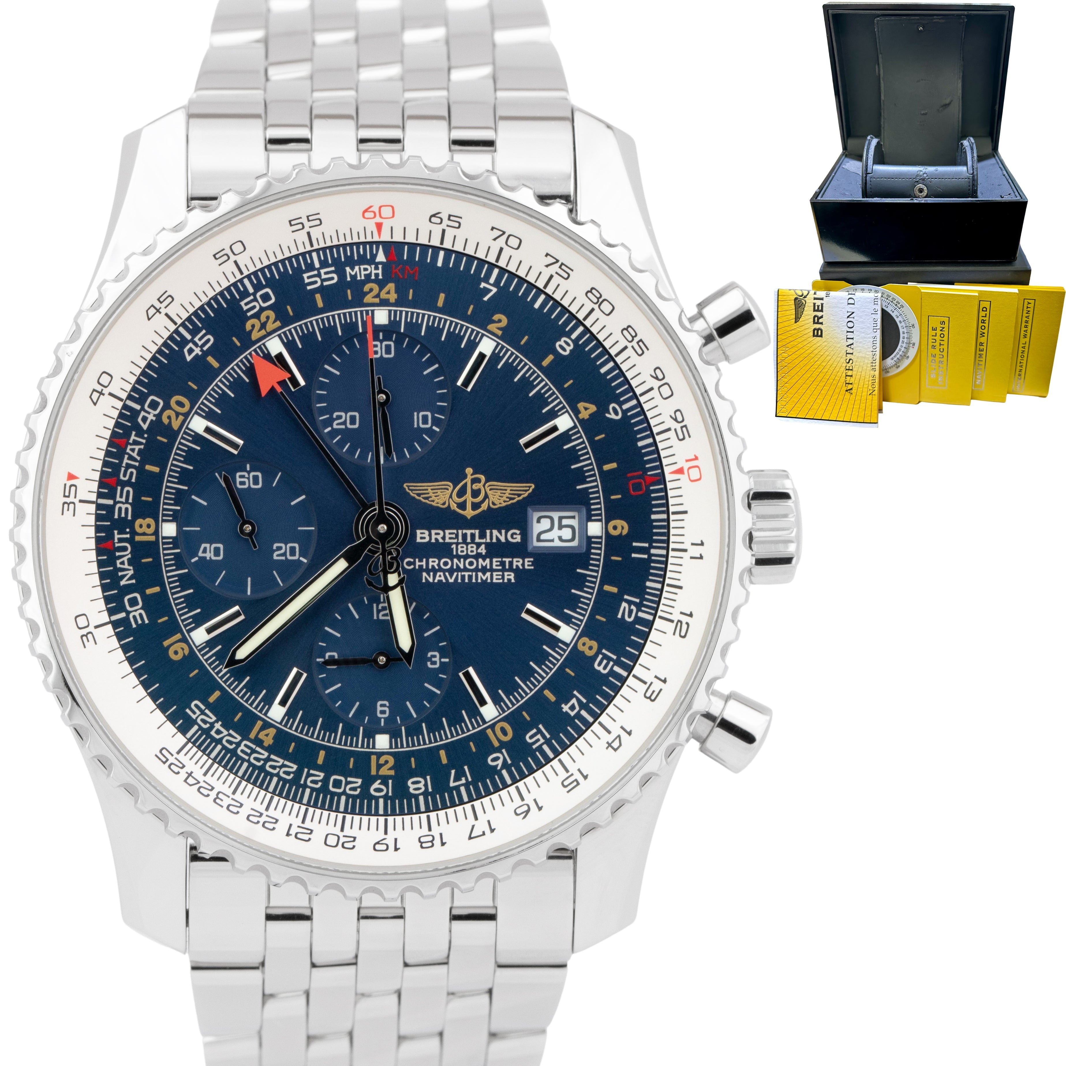 Navitimer world gmt best sale