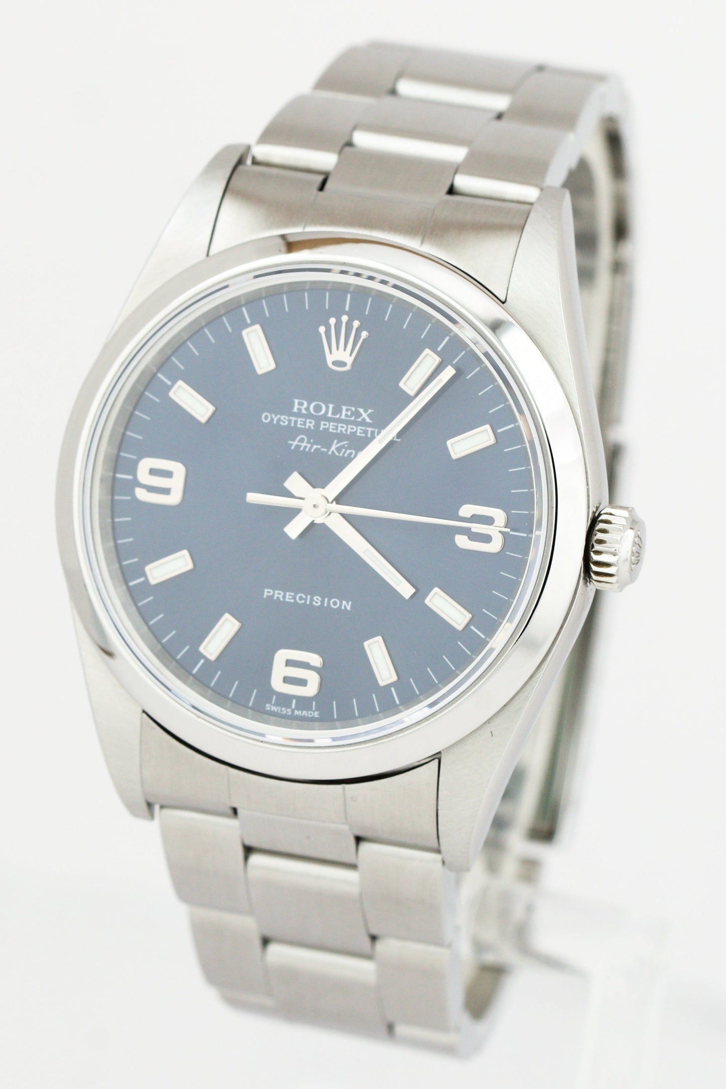 Rolex Air-King Oyster Perpetual Stainless Steel Blue 3-6-9 14000M 34mm Watch