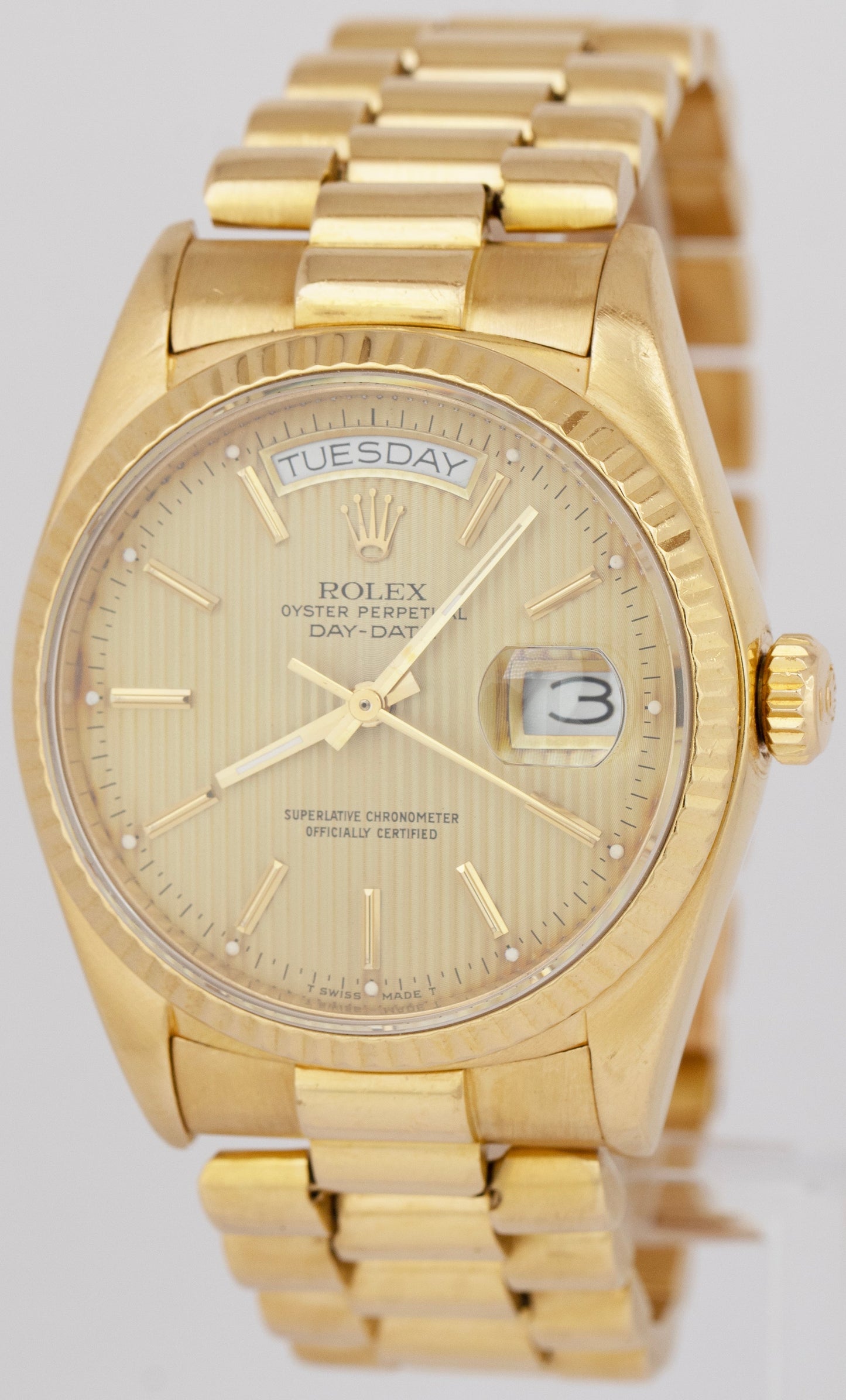 UNDATED Rolex Day-Date President Champagne Tapestry 36mm Watch 18038 PAPERS