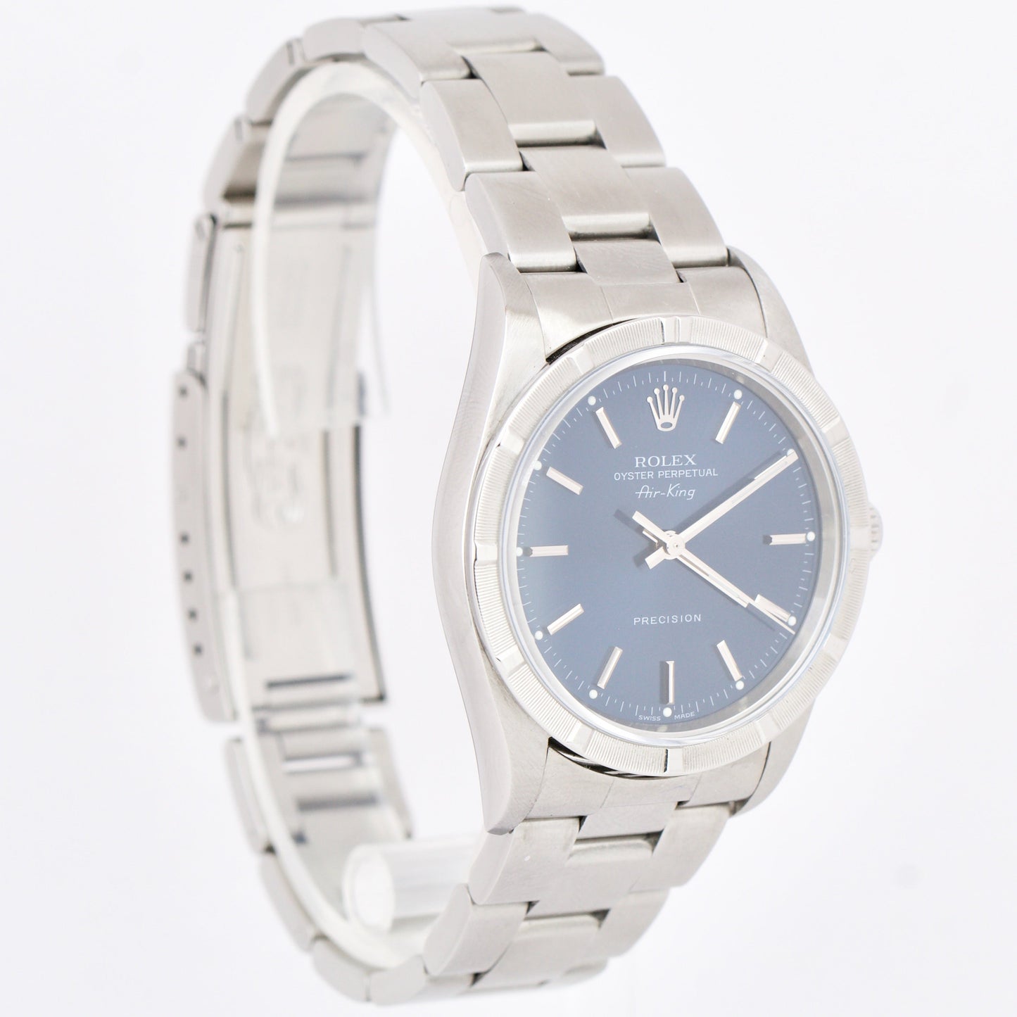 Rolex Oyster Perpetual Air-King Blue 14010M Stainless Steel NO-HOLES 34mm Watch