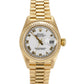 Ladies Rolex DateJust President 26mm White Roman 18K Yellow Gold Watch 69178