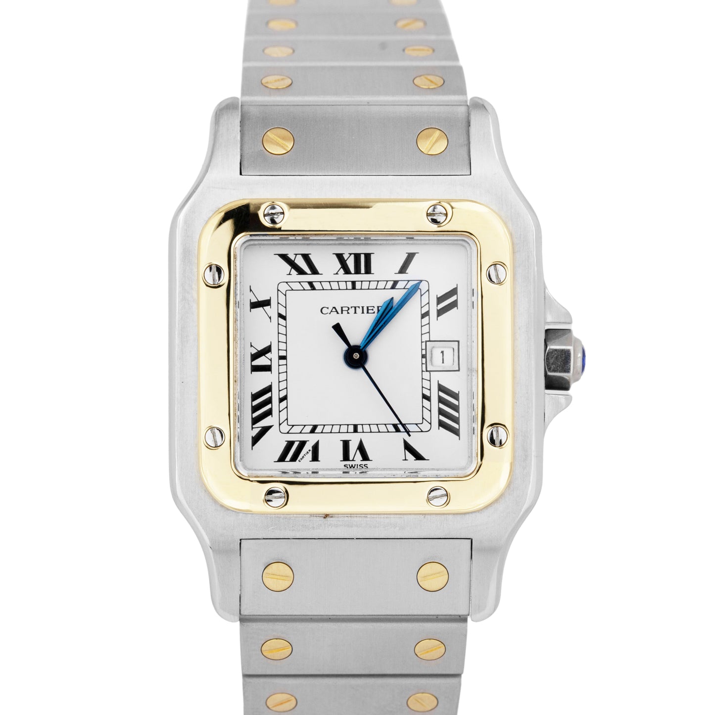 Cartier Santos 29mm Automatic Two-Tone 18K Yellow Gold Steel White 2961 Watch