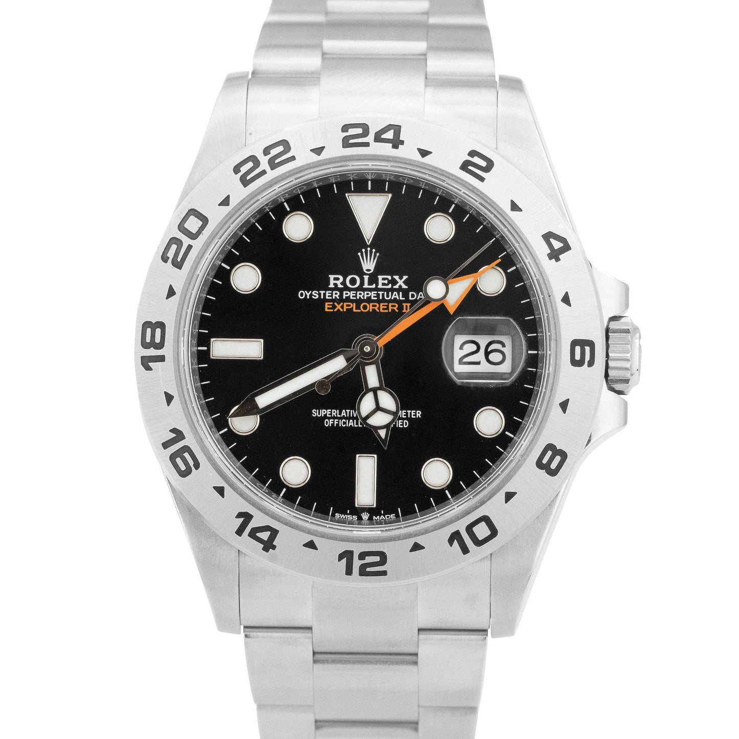 NEW AUG 2022 Rolex Explorer II 42mm Black Orange Stainless GMT Date Watch 226570