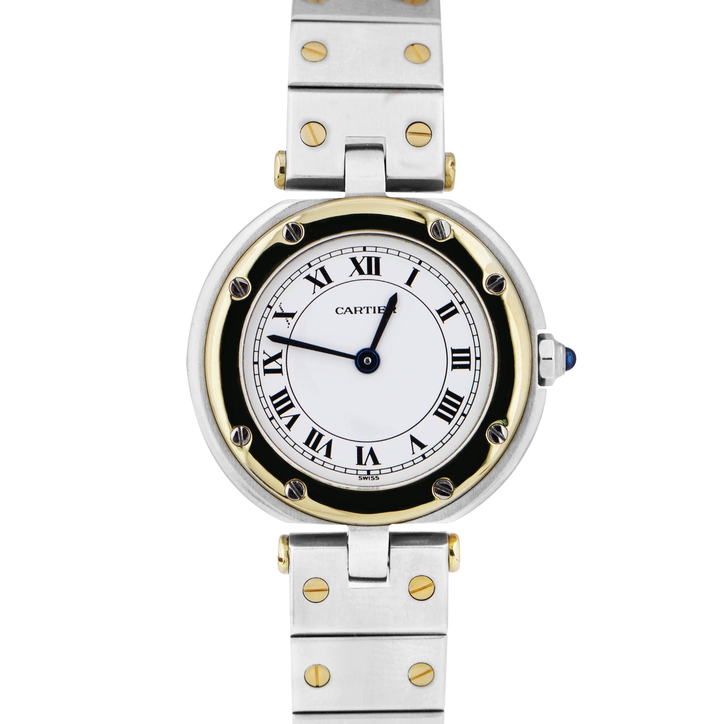 Cartier Santos Ronde Two-Tone 27mm Stainless Steel Gold Roman Quartz Watch 81913