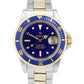 Vintage 1977 Rolex Submariner Date Nipple Two Tone Gold Blue 40mm Watch 1680