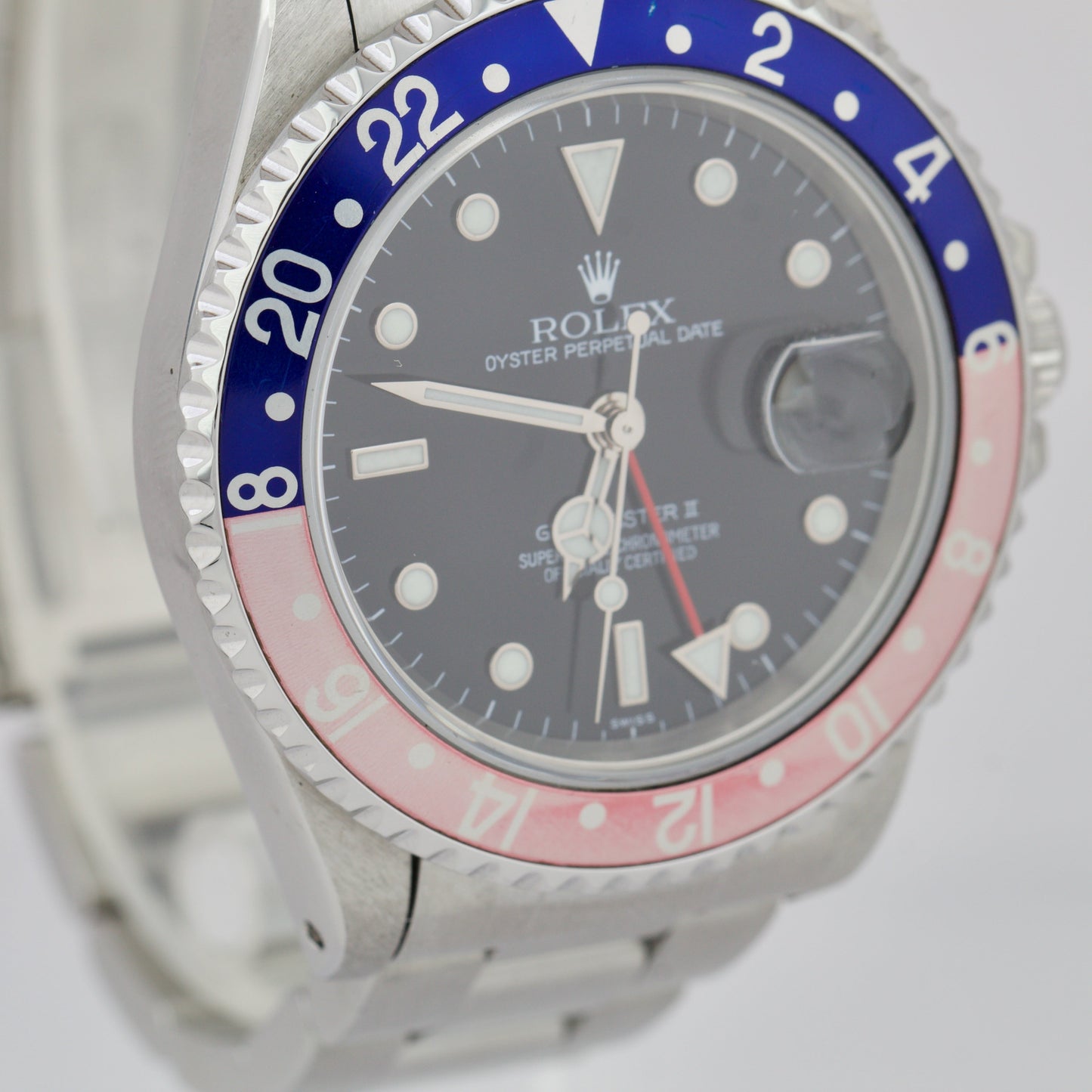 Rolex GMT-Master II PEPSI Blue Red SWISS ONLY Stainless 40mm 16710 Date Watch