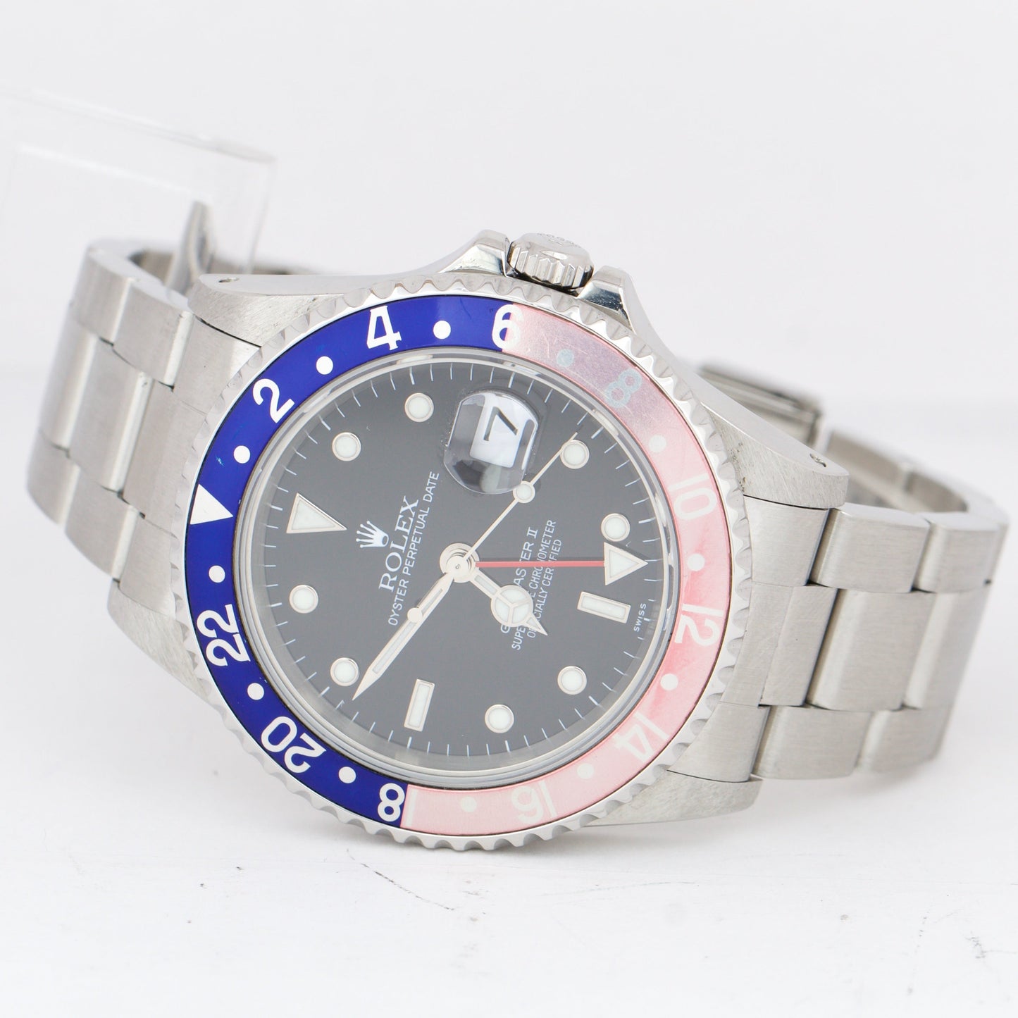 Rolex GMT-Master II PEPSI Blue Red SWISS ONLY Stainless 40mm 16710 Date Watch