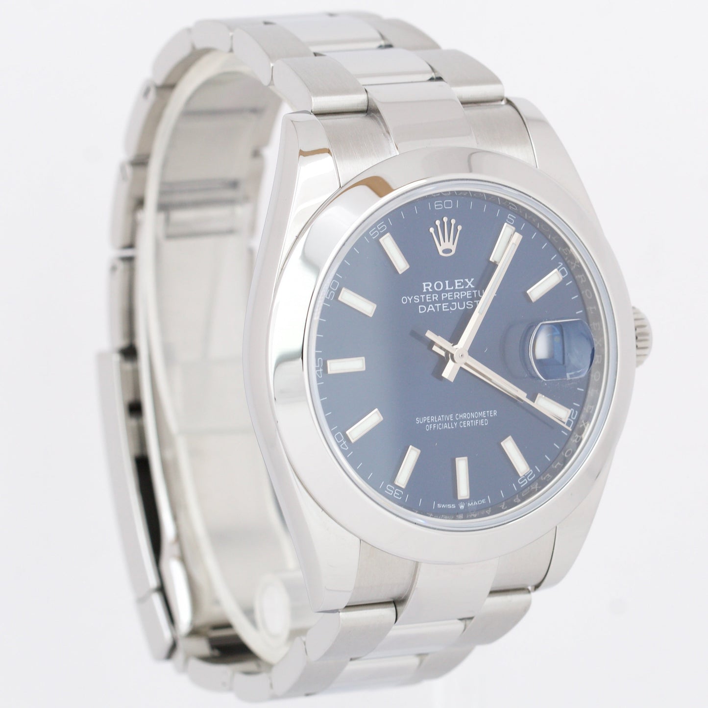 Rolex DateJust 41 Blue Dial 41mm Smooth Stainless Steel Oyster Date Watch 126300