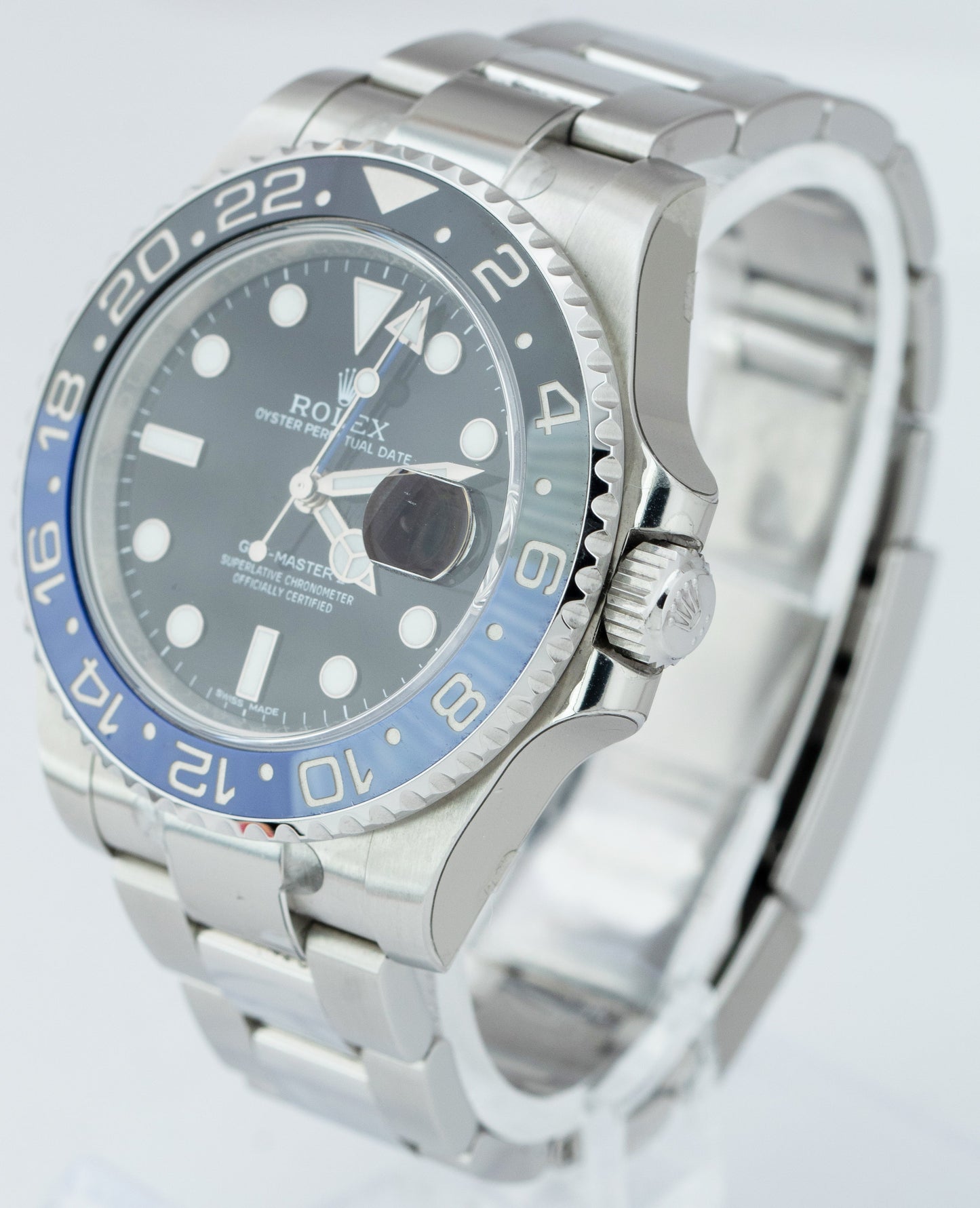 STICKERED 2014 Rolex GMT-Master II Batman Blue Black 40mm Watch 116710 BLNR B+P