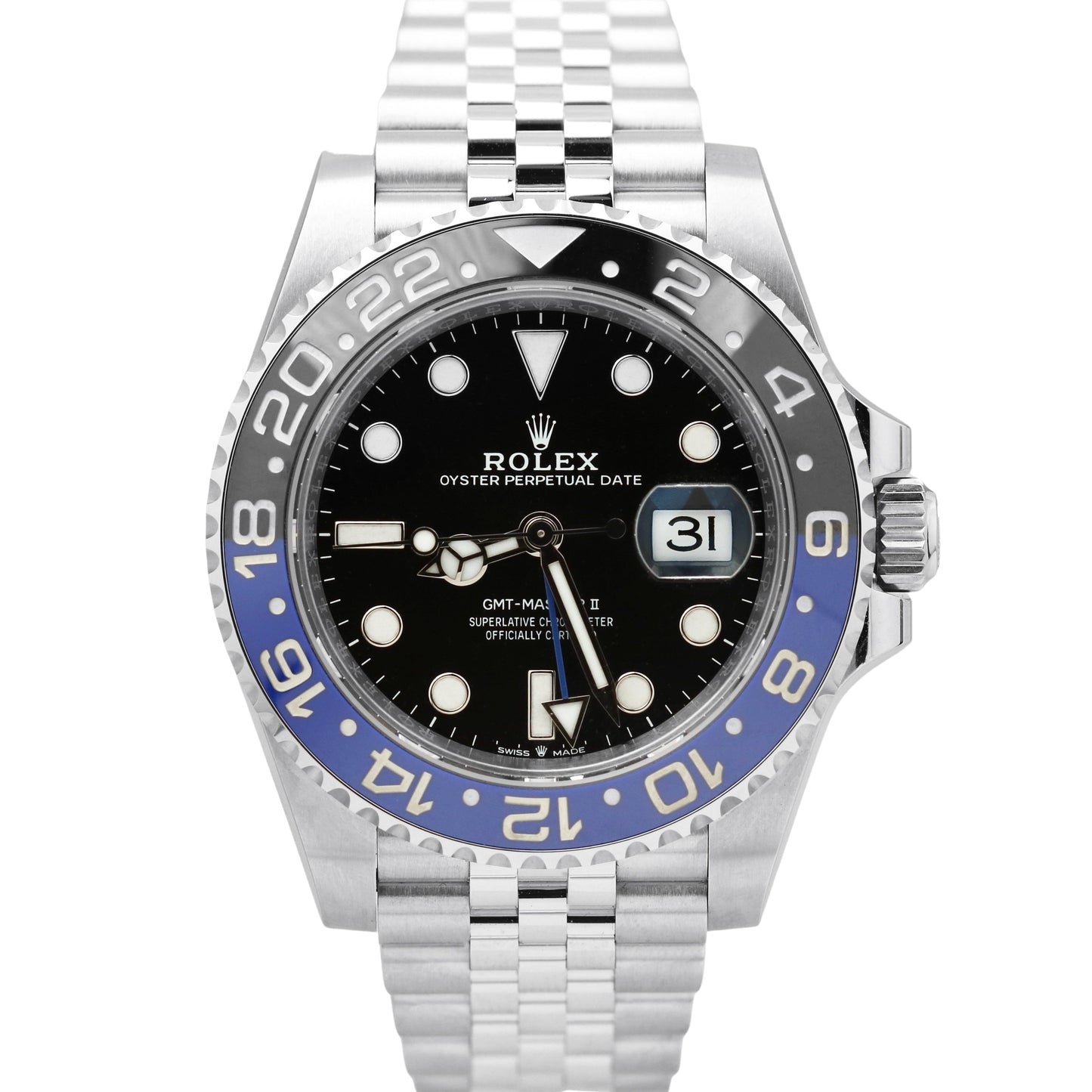 Rolex GMT-Master II BATMAN Black Blue Ceramic 40mm JUBILEE 126710 BLNR Watch