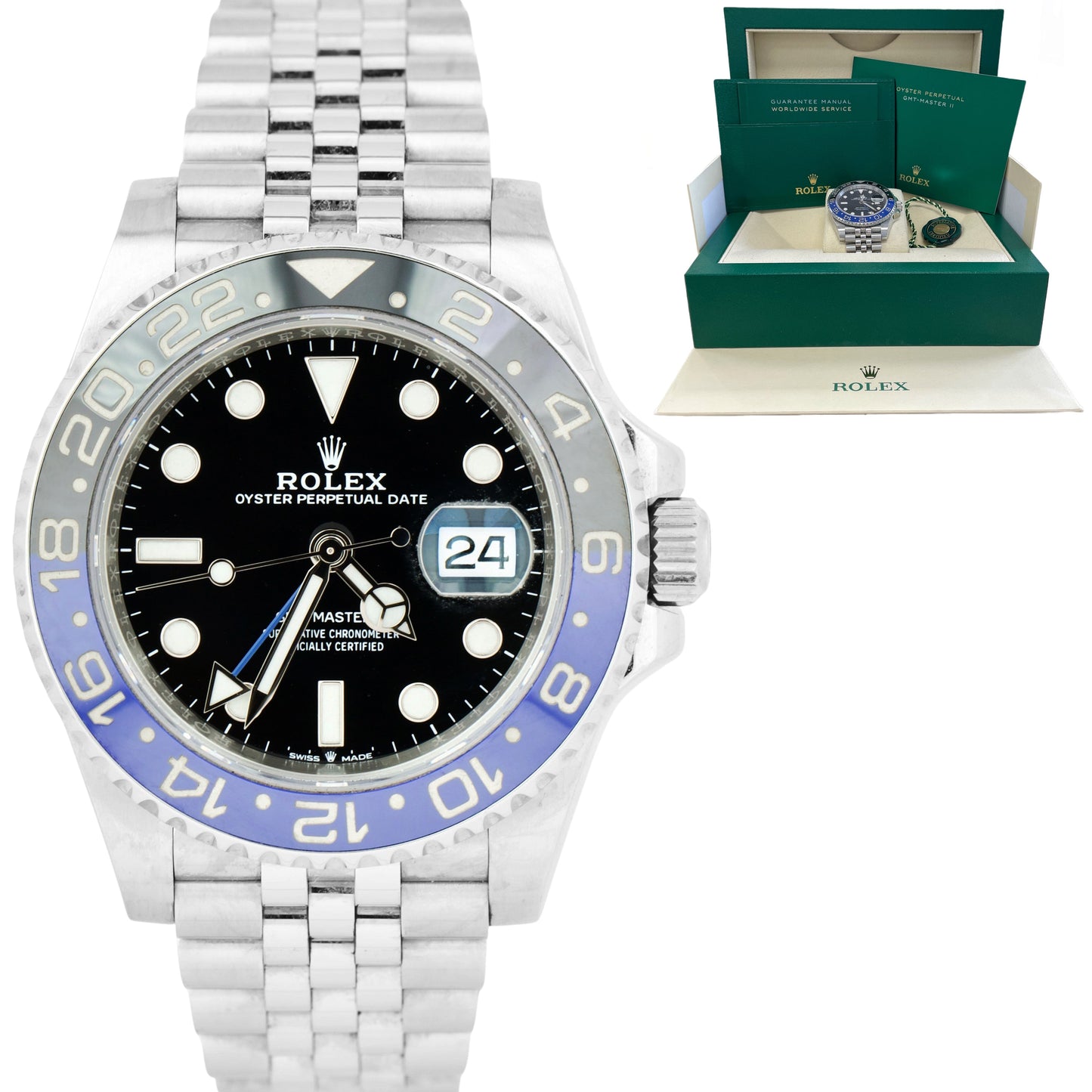 Rolex GMT-Master II Batman Black Blue Jubilee 126710 BLNR 40mm Steel Watch BOX