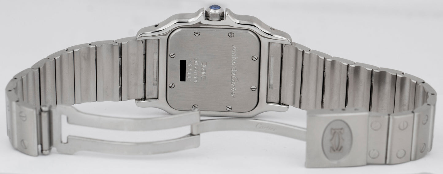 MINT Cartier Santos Galbee Ivory Roman Stainless Swiss 29mm Quartz Watch 987901