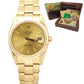 Rolex Oyster Perpetual Date 34mm Champagne Yellow Gold Oyster Watch 15238 BOX