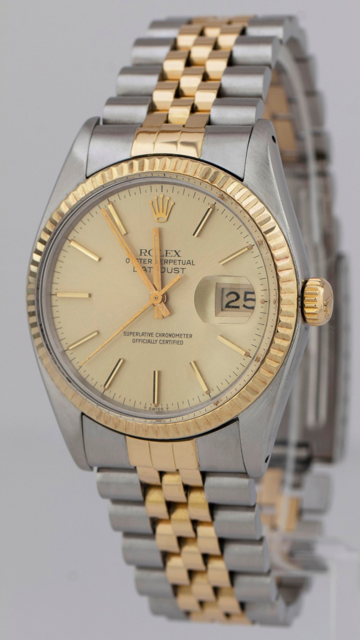 Rolex DateJust 36mm Champagne 18K Yellow Gold Two-Tone Jubilee Watch 16013