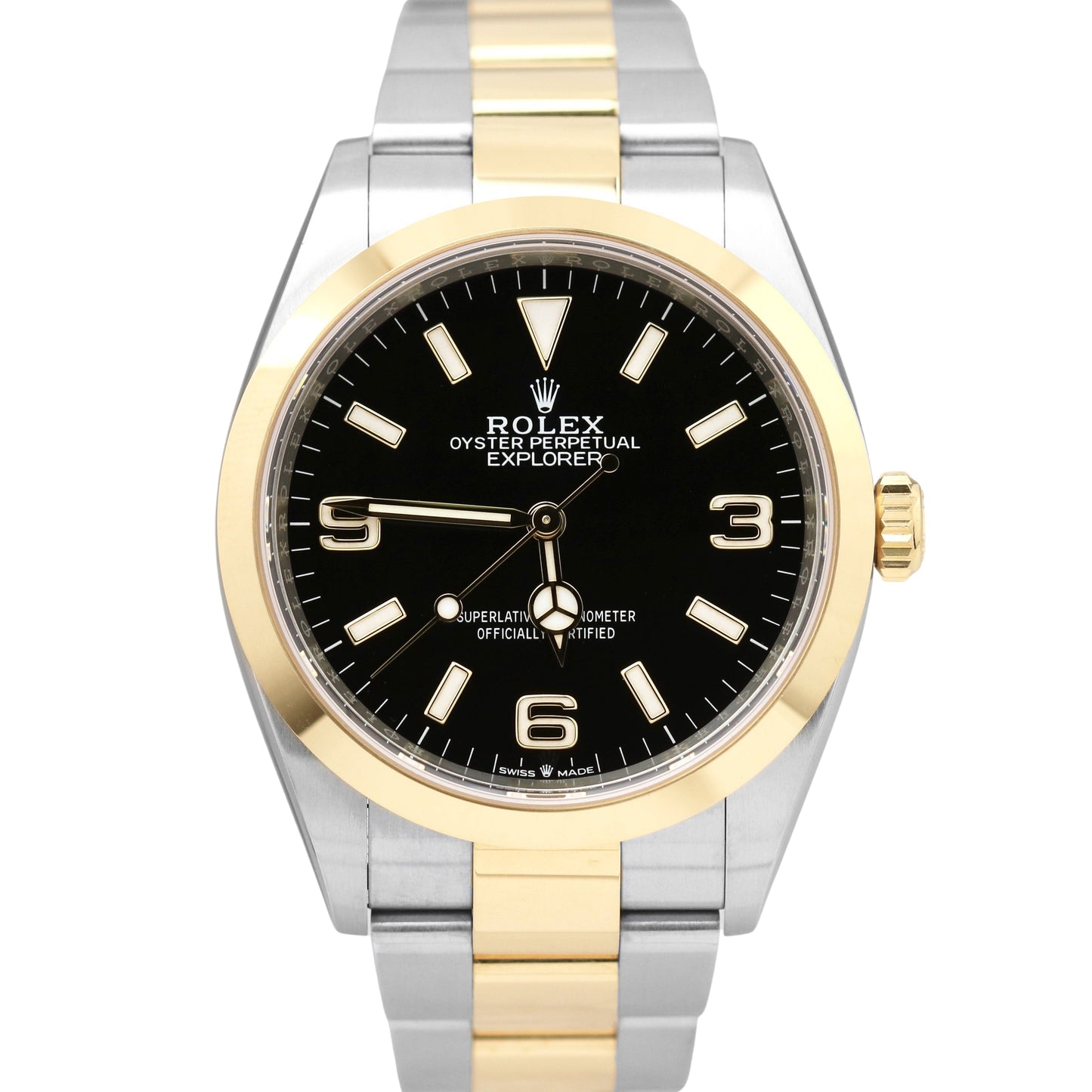 MINT 2022 Rolex Explorer I Black Two-Tone Yellow Gold Steel 36mm 124273 Watch BP