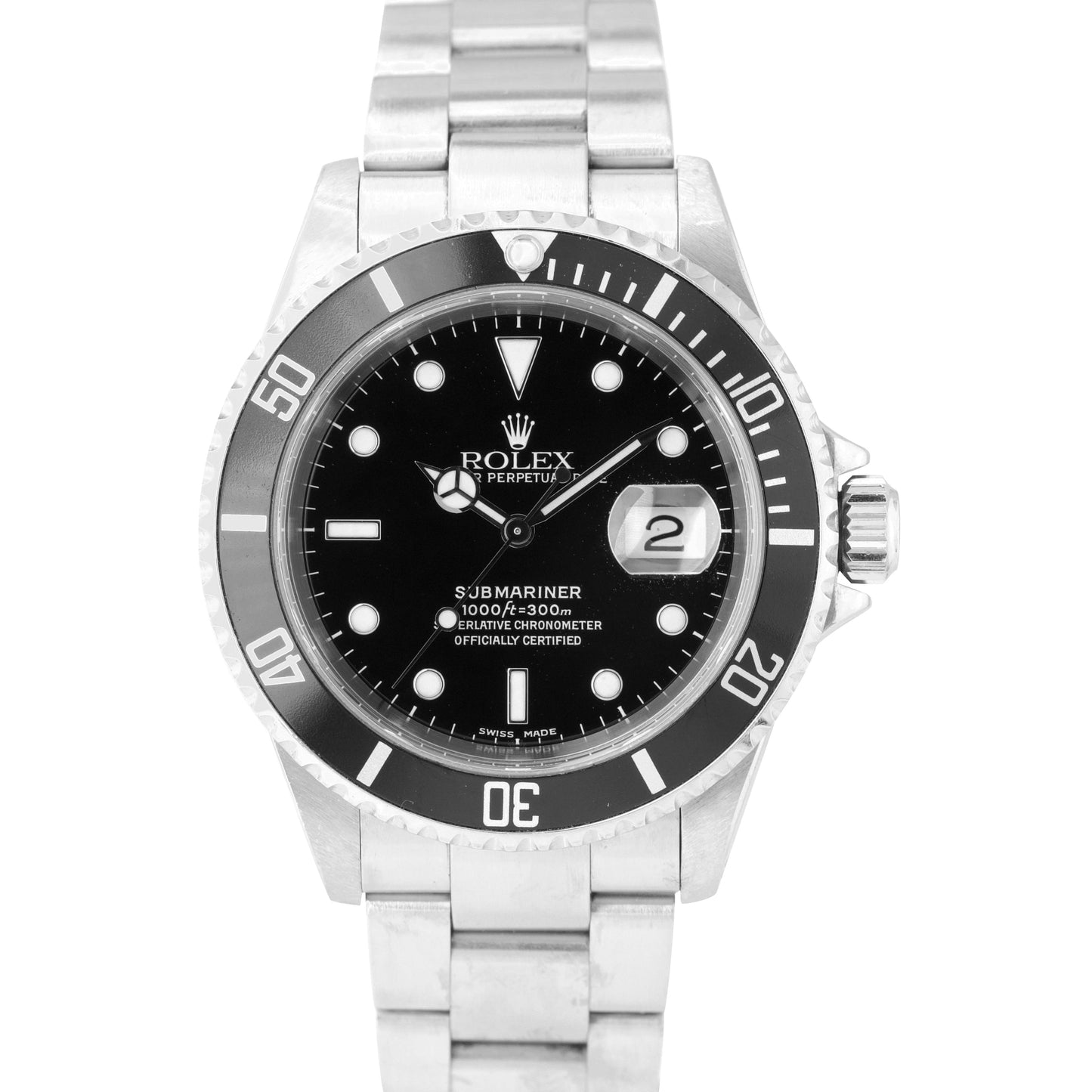 MINT Rolex Submariner Date SEL 40mm Black Stainless Steel Dive Watch 16610