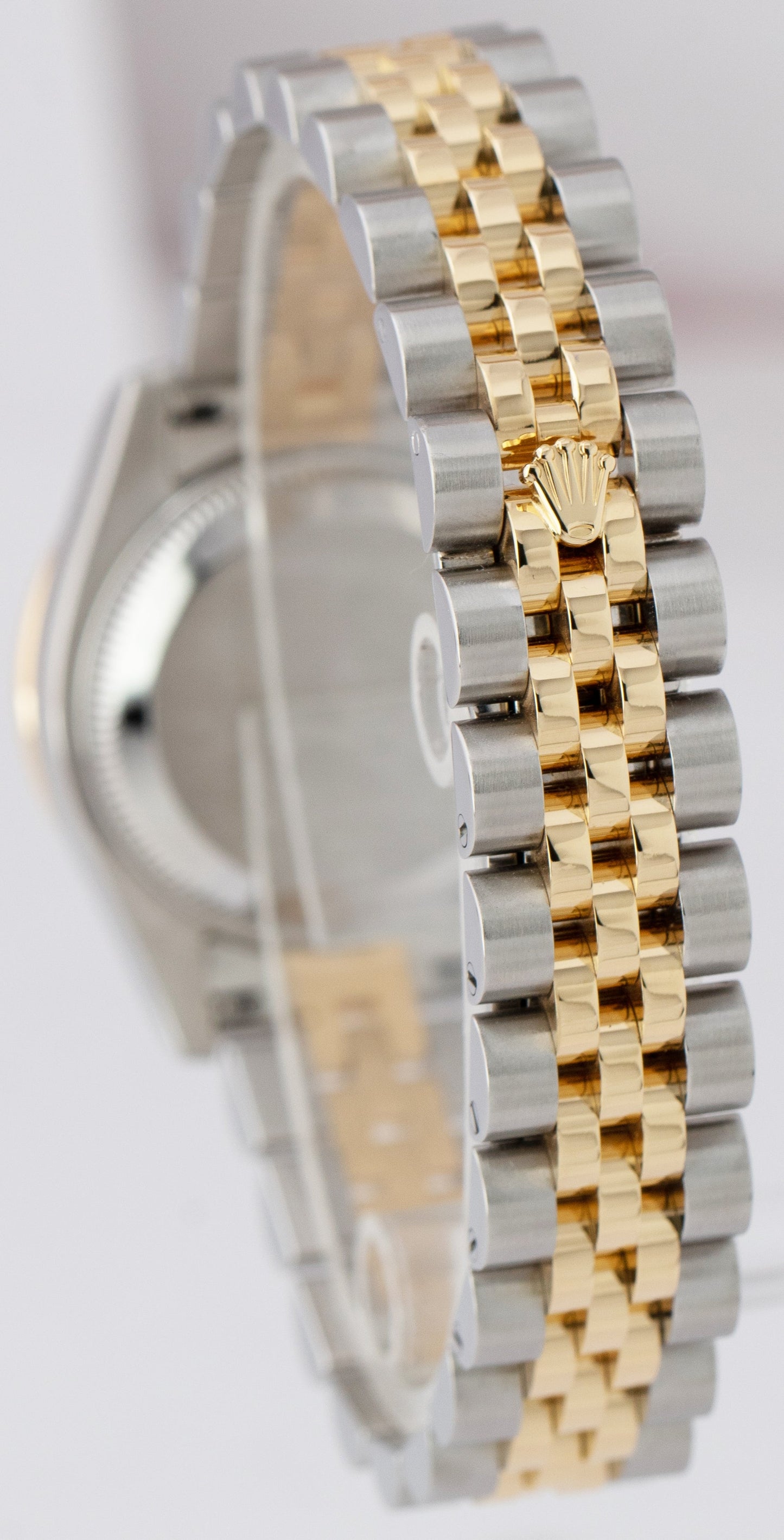 Ladies Rolex DateJust 26mm Two-Tone Gold White DIAMOND Dial Jubilee Watch 179383
