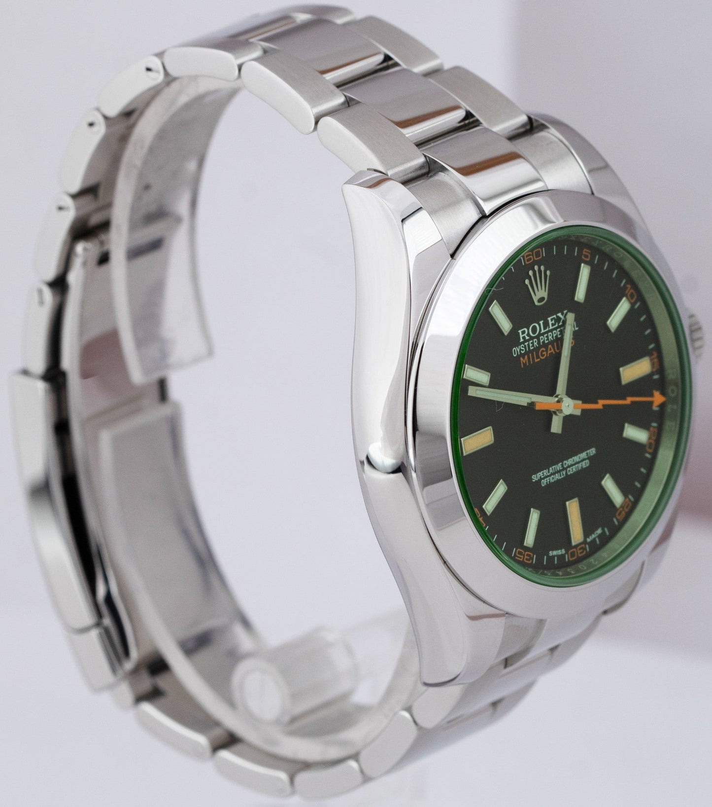 2021 Rolex Milgauss 40mm Green Anniversary Stainless Steel Black Watch 116400 GV