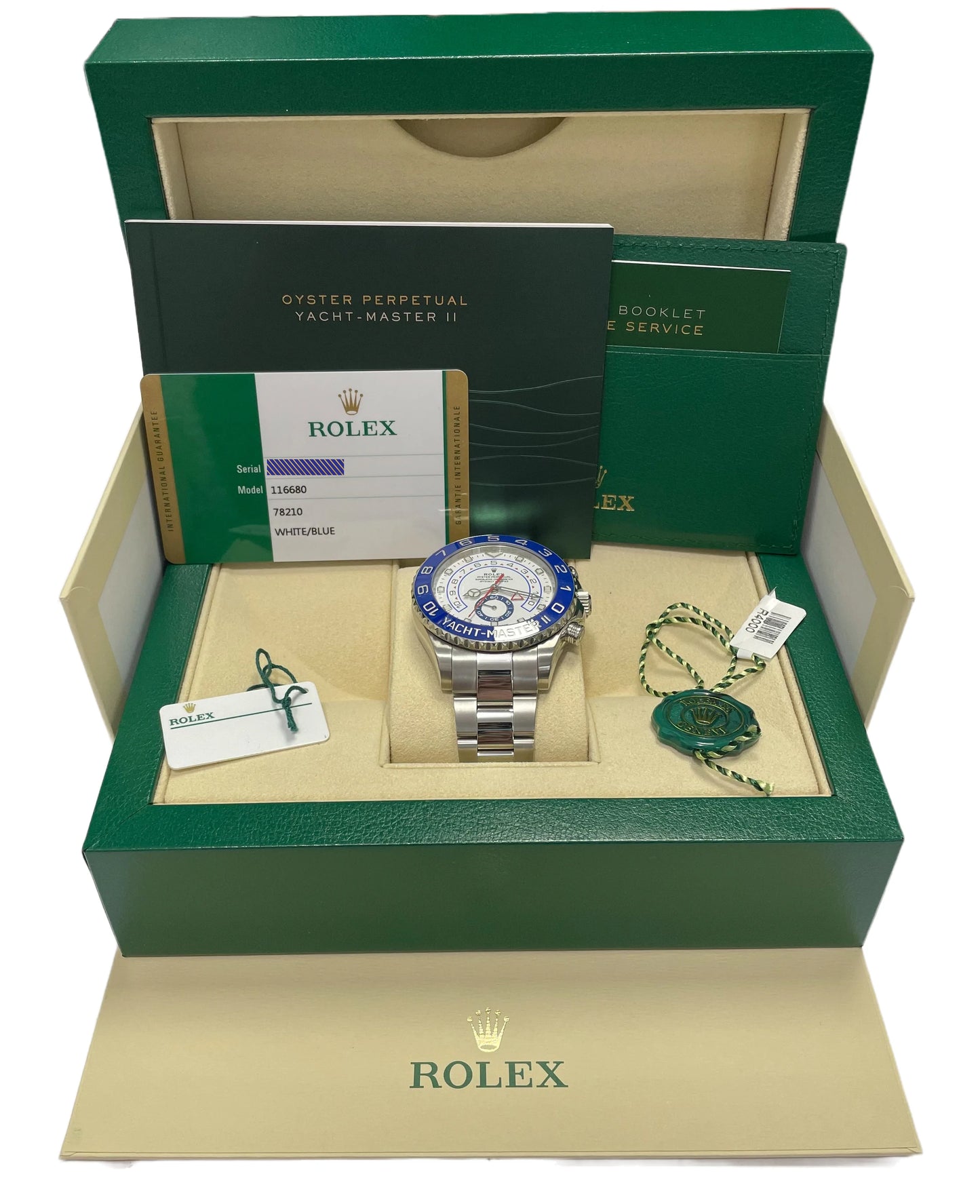 2019 BOX PAPERS Rolex Yacht-Master II 44mm NEWEST HANDS White Blue 116680 Watch